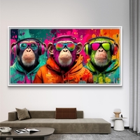 שלושת ה-DJ – תמונת קנבס קופים עם אוזניות בסגנון פופ-ארט | CY4513