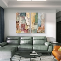 תמונת זכוכית זוגית אבסטרקטית עם שכבות צבע וטקסטורה טבעית בהדפסה חלקה