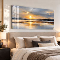 תמונת זכוכית אגם בשקיעה וזהב | דגם RG7942