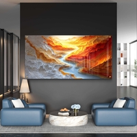 נהר האש – תמונת זכוכית תלת מימדית של קניון זורם בגווני כתום ולבן | GP1394