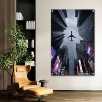 תמונת זכוכית של מטוס חולף מעל גורדי שחקים במראה אורבני דרמטי – NEXTGEN BY BAR