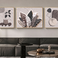 שלישיית קנבס בוטנית מינימליסטית בגווני אבן, אפור וטאופ – דגם RR3312