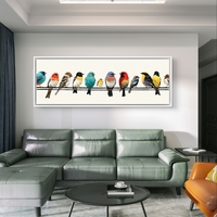 תמונת טבע מודרנית עם ציפורים צבעוניות בעיצוב נקי ובהיר.