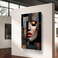 תמונת קיר אבסטרקטית עם פנים נשיות בעיצוב דרמטי