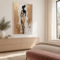 קנבס פרימיום דמות נשית בזהב ושחור | Art Touch | דגם PR5803