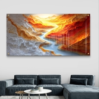 נהר האש – תמונת זכוכית תלת מימדית של קניון זורם בגווני כתום ולבן | GP1394