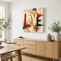 תמונת קנבס LOVE אבסטרקטי באדום וזהב | דגם AV871