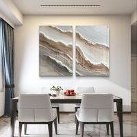 תמונת זכוכית זוגית אבסטרקטית בגווני שמנת ובז׳ בהשראת שכבות טבעיות בעיצוב רגוע