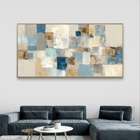 תמונת קנבס אבסטרקטית בגווני תכלת, בז' ואפור – תכשיט לבית