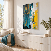 קנבס פרימיום מופשט בכחול וצהוב | Art Touch | דגם PR5805