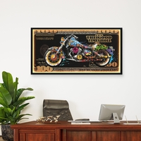 תמונת LED אופנוע על שטר מעוצב – הדפס משודרג עם מריחות צבע, מופעלת על סוללות עם שלט רחוק מידה 123*63 ס