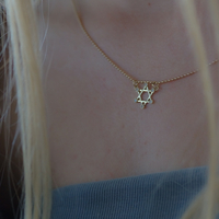 שרשרת תליון מגן דוד 6 יהלומים