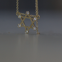 שרשרת תליון מגן דוד 6 יהלומים