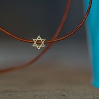 שרשרת תליון מגן דוד זהב קטן שרשרת מושחרת/עור