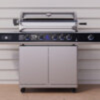 גריל גז Beefmaster Deluxe 4 עם עגלה, רוטיסרי וכירת צד | 4 מבערי Quad