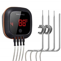 מד חום Bluetooth INKBIRD IBT-4XS – מדחום דיגיטלי עם 4 רגשים לגריל, מעשנה וטאבון