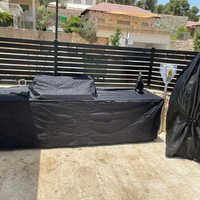 מטבח חוץ Volcan 7 Black – מטבח גינה יוקרתי מנירוסטה שחורה עם גריל 6 מבערים, מקרר וכיור