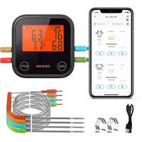 מד חום Bluetooth INKBIRD IBT-4XS – מדחום דיגיטלי עם 4 רגשים לגריל, מעשנה וטאבון