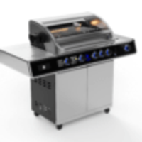 גריל גז Beefmaster Deluxe 4 עם עגלה, רוטיסרי וכירת צד | 4 מבערי Quad