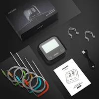 מד חום Bluetooth INKBIRD IBT-4XS – מדחום דיגיטלי עם 4 רגשים לגריל, מעשנה וטאבון