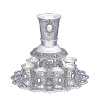 Nickel Plated Wine Divider With Kiddush Cups - Pearl Color