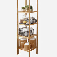 כוננית מעץ מדורגת 5 מדפים שחור איכותית ואלגנטית