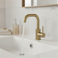 ברז לכיור פרח יוקרתי בגימור זהב מוברש – עמיד, שקט ומעוצב דגם לונדון