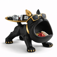 בולדוג מקרמיקה דקורטיבי עם מגש אפור