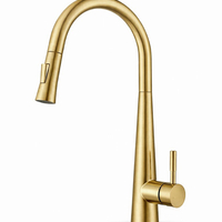 ברז מטבח נשלף גימור זהב מוברש רומא