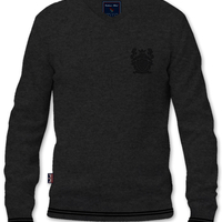 סריג V-Neck Cashmere Embroidery - אפור כהה