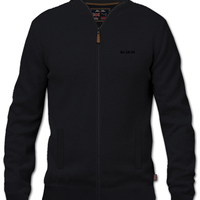 סריג Cashmere רוכסן מלא שחור