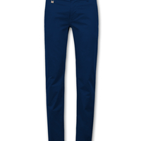 מכנסיים כותנה Slim Straight - שחור