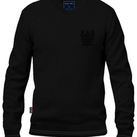 סריג V-Neck Cashmere Embroidery - אפור כהה