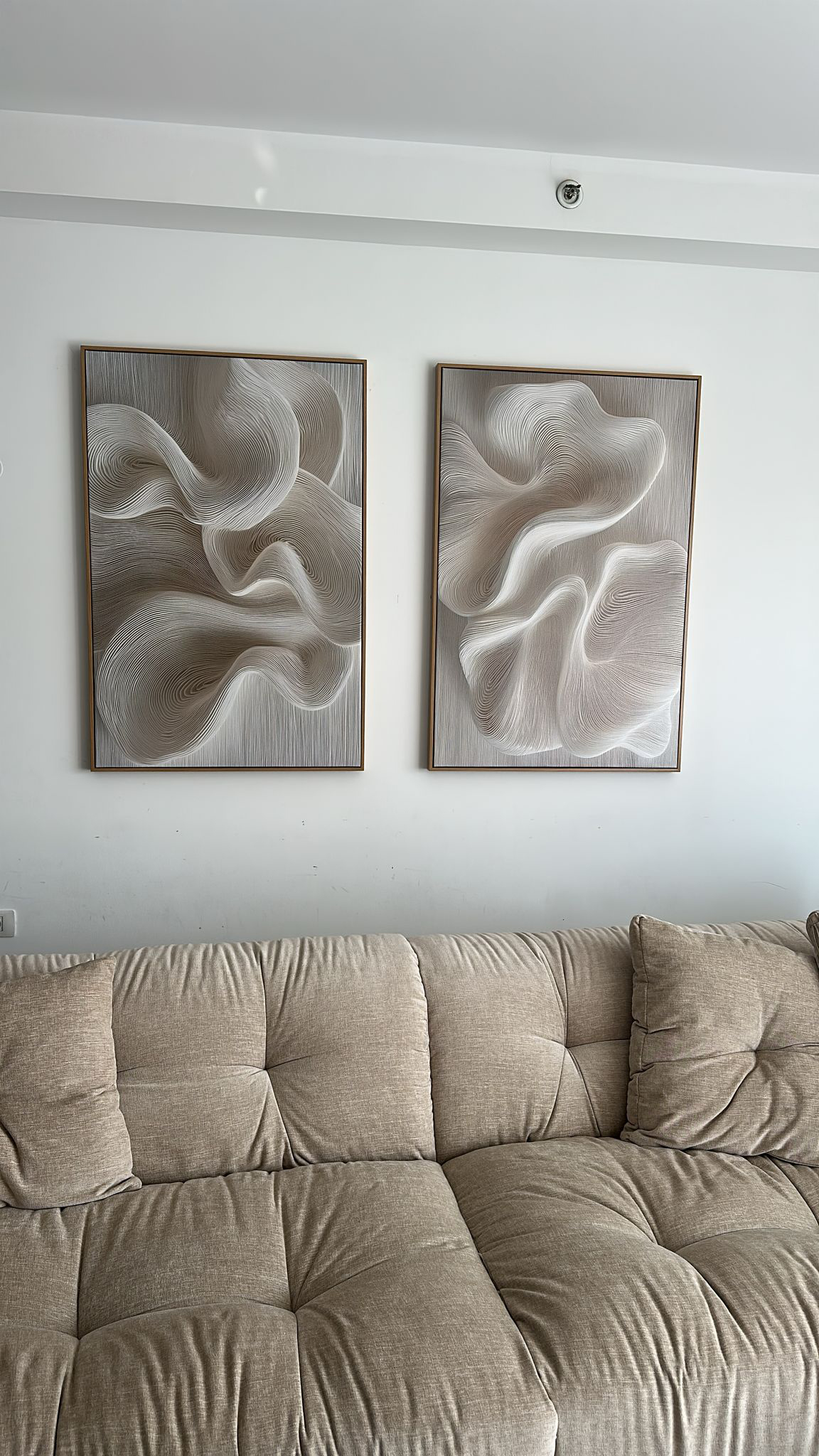 זוג תמונות קנבס לסלון עם מסגרת עץ