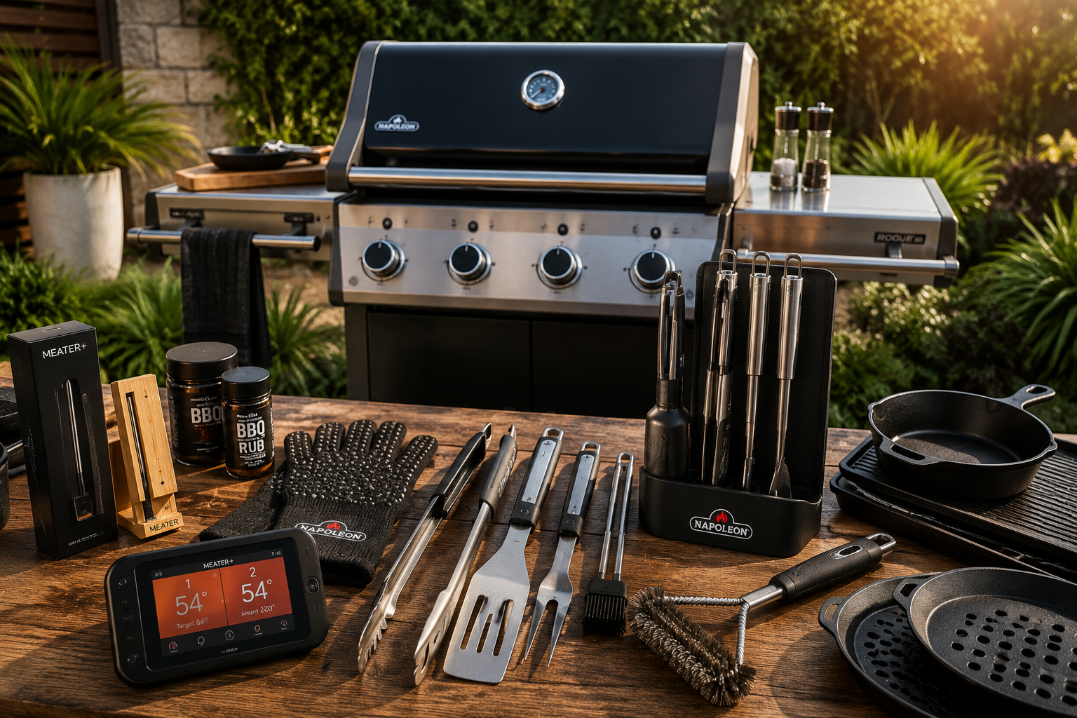 אביזרי BBQ מקצועיים ליד גריל גז