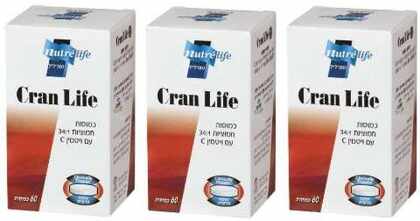 קראן לייף שלישייה - תוסף לדלקות בדרכי השתן Cran Life