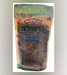 גרנולה Nutrazen  שיבולת שועל ללא גלוטן עם אגוזים וגרעינים
