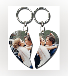 הדפסה על מחזיק מפתחות לב חצוי