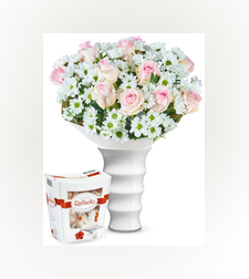 זר פרחים משיכה + רפאלו (Blanca)