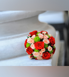 זר כלה בשילוב אדום וורוד