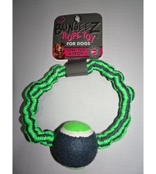 צעצוע לכלב - חבל בנג'י טבעת עם כדור טניס
