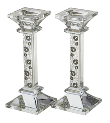 זוג פמוטים קריסטל עם פלקטה חיתוך לייזר 