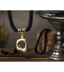 Black & Gold Asymmetric Pendant Necklace | Dana