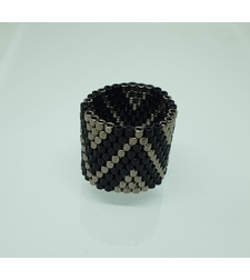 Black & Silver Beaded Ring 