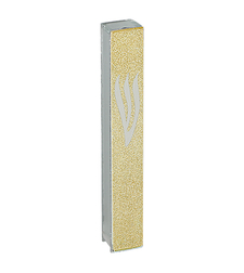 Glass mezuzah case 12 cm gold glitter 