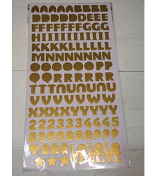 מדבקות אותיות באנגלית לבלונים וקופסאות צבע זהב