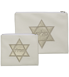 סט טלית תפילין מהודר דמוי עור עם ריקמה 29X36 ס