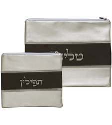 סט טלית תפילין דמוי עור מהודר עם ריקמה 36*29 ס