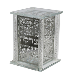 קופת צדקה מהודרת מקריסטל עם פלקטות כסף 13X9 ס