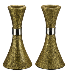 Aluminum candlestick in glitter gold - 11 cm